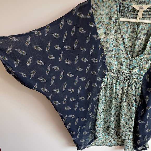 Black Poppy Sheer Floral Boho Blouse Sz S - Picture 3 of 7